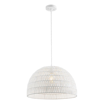 Campana 20" Bohemian Modern Woven Rattan/Iron LED Pendant